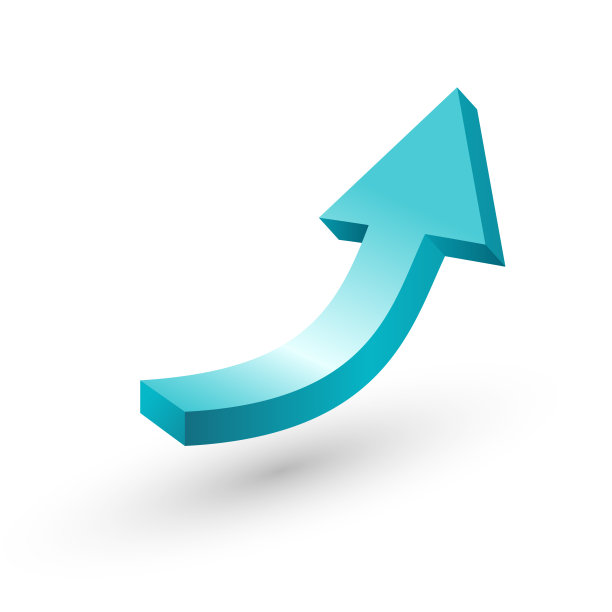 曲线向上箭头3D图标图片下载
