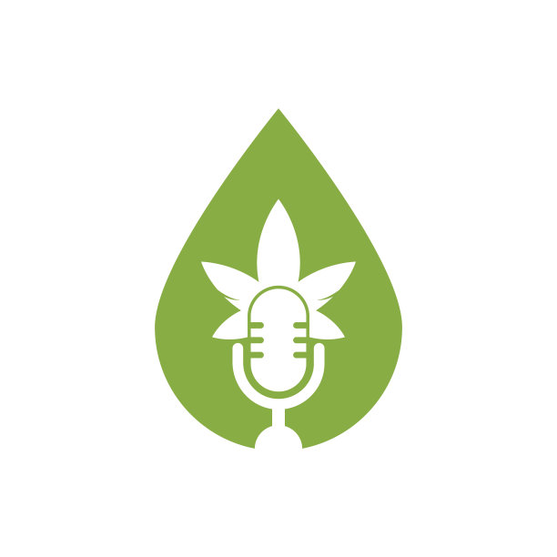 大麻播客滴形概念矢量标志设计。图片下载