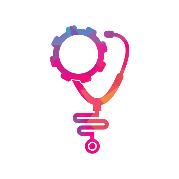 齿轮医疗标识模板设计矢量。图片下载