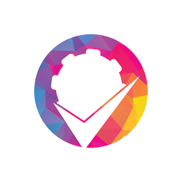 检查齿轮标志图标设计。图片下载