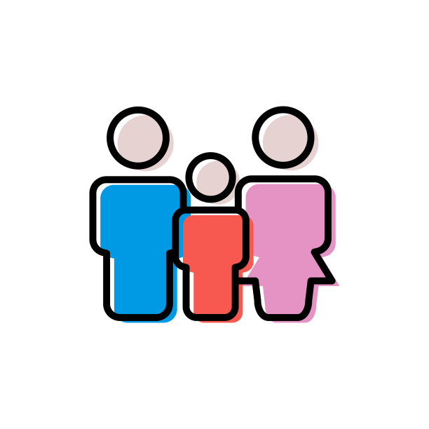 家族直系颜色图标。父亲，母亲和孩子。简单的设计可编辑。设计模板向量图片下载