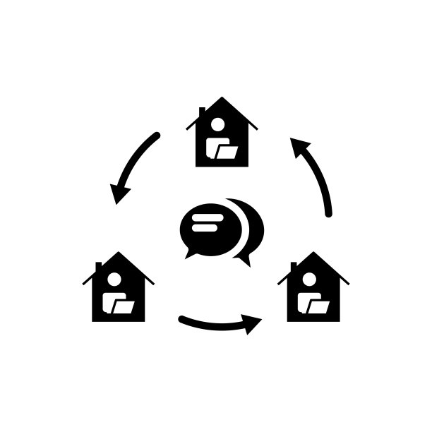 人们以家为象征。在家工作的象征。简单的设计可编辑。设计模板向量/图片下载