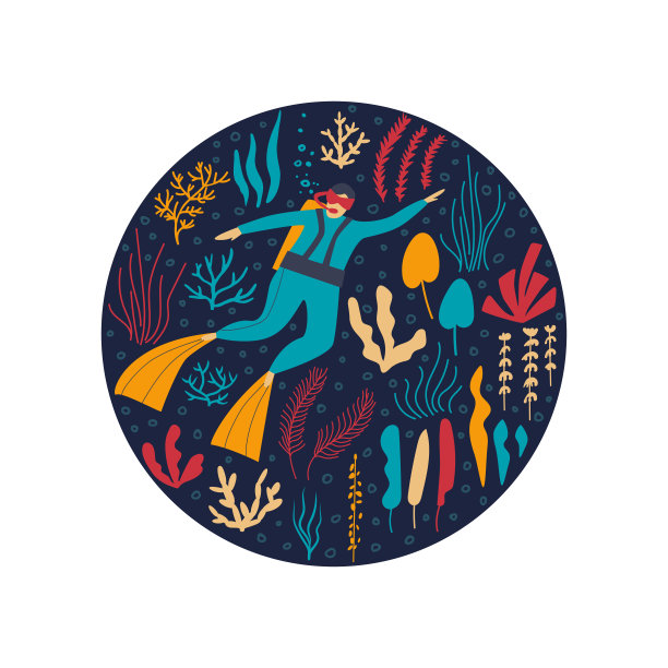 潜水平面插图图片下载