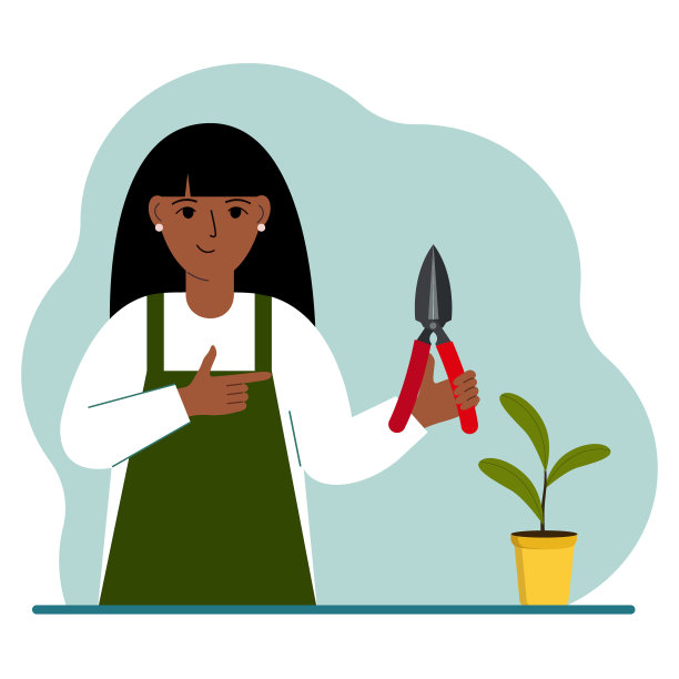 园丁是一个穿着工作服的女人，他手里拿着修剪器。图片下载