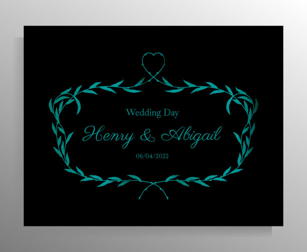 复古婚礼邀请函设计。图片下载