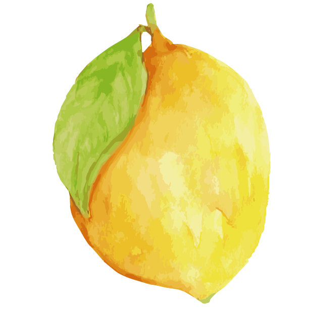 剪贴艺术的柠檬与叶子在水彩风格图片下载