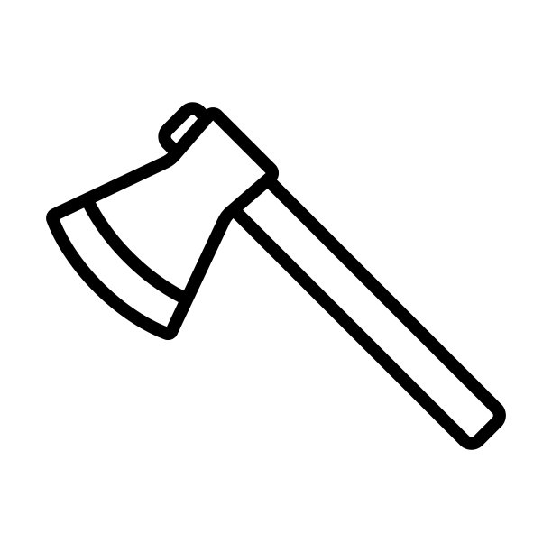 Ax图标。黑色轮廓直线轮廓。侧视图。可编辑的中风。矢量简单的平面图形插图。白色背景上的孤立物体。隔离。图片下载