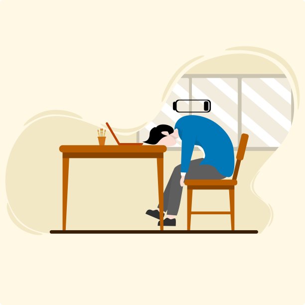 筋疲力尽或耗尽精力的概念。疲惫的虫胶员工坐在办公室。长时间的工作。千禧一代在起作用。图片下载