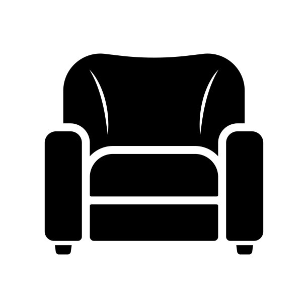 软椅图标。扶手椅。黑色的轮廓。前视图。矢量简单的平面图形插图。白色背景上的孤立物体。隔离。图片下载