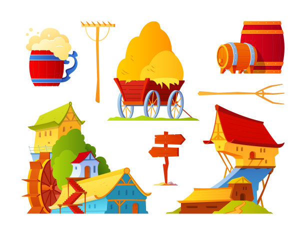 乡村和农家平房的设计对象集风格图片下载