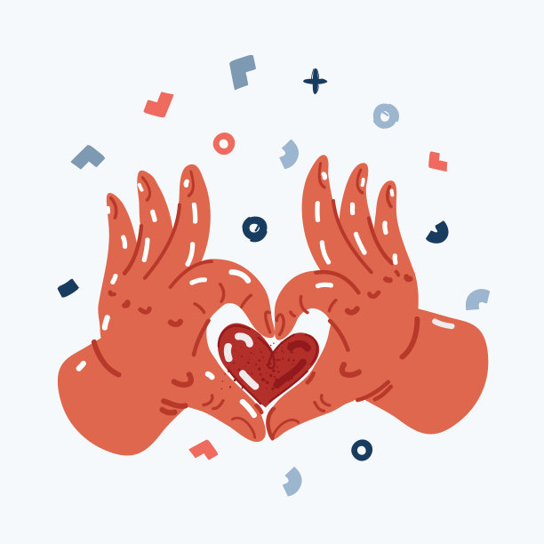 手握住心的矢量图。爱的象征。图片下载