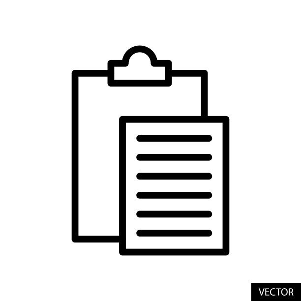 剪贴板粘贴，复制粘贴内容矢量图标在直线风格设计隔离在白色背景上。可编辑的中风。图片下载