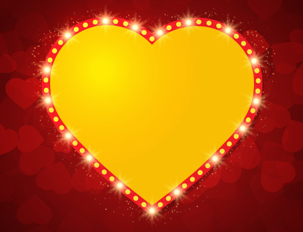 情人节红色背景上闪耀的心的设计图片下载