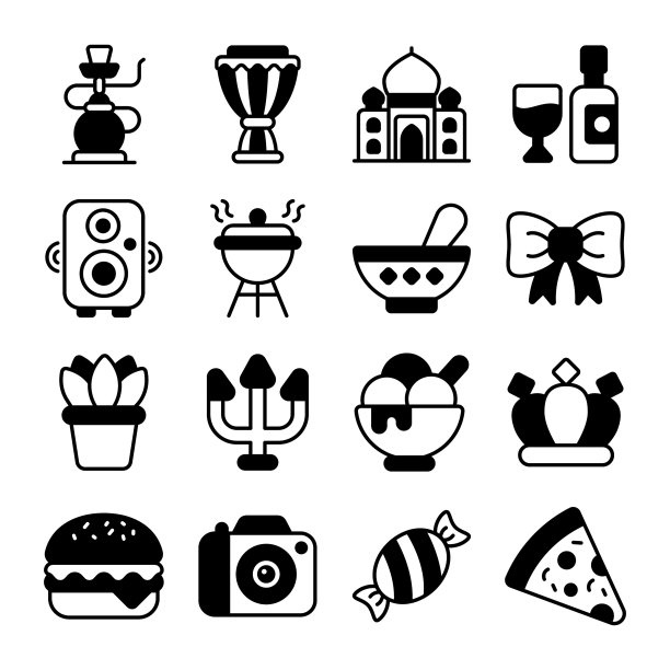 排灯节的图标集。向量可编辑的图标。排灯节印度节日的元素。图片下载