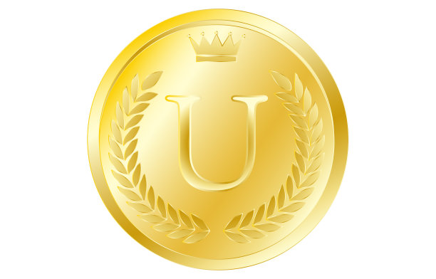 桂冠和冠字母硬币u图片下载