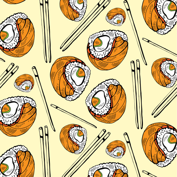 与日本食物的无缝模式图片下载