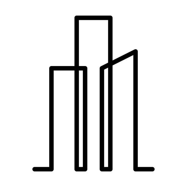 建筑图标矢量轮廓现代艺术最小几何线标志设计元素为城市，建筑，住宅，公寓，商业，房地产，抵押，物业公司品牌图片下载