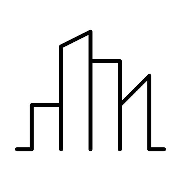 建筑图标矢量轮廓现代艺术最小几何线标志设计元素为城市，建筑，住宅，公寓，商业，房地产，抵押，物业公司品牌图片下载