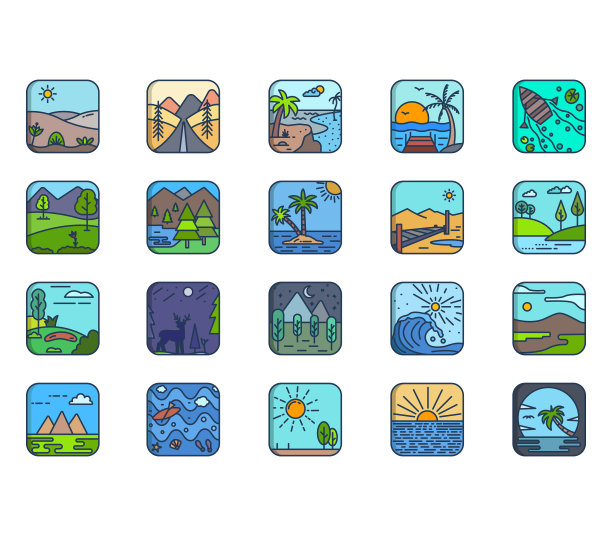 景观和环境图标集图片下载