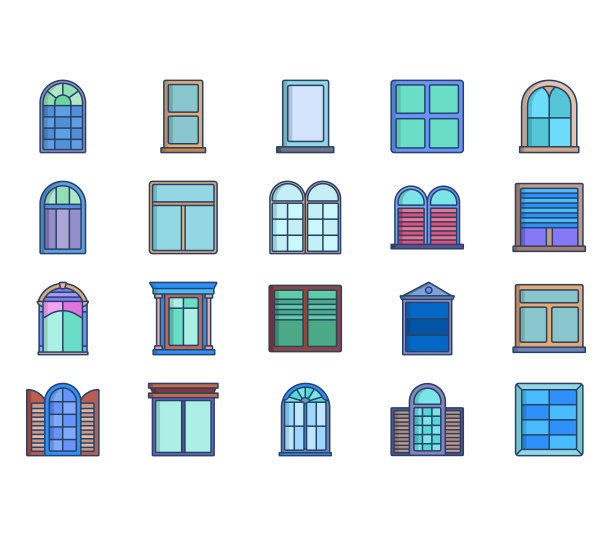 窗户和室内设计图标集图片下载