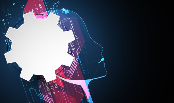 人工智能。有技术背景，有个男人的剪影。大数据的概念。机网络的想法。图片下载