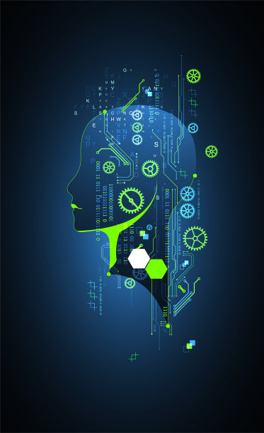 人工智能。有技术背景，有个男人的剪影。大数据的概念。机网络的想法。图片下载