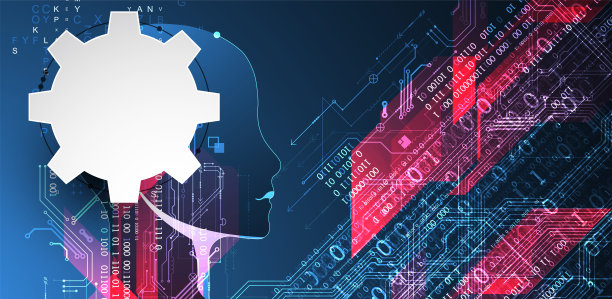 人工智能。有技术背景，有个男人的剪影。大数据的概念。机网络的想法。图片下载