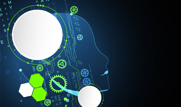 人工智能。有技术背景，有个男人的剪影。大数据的概念。机网络的想法。图片下载