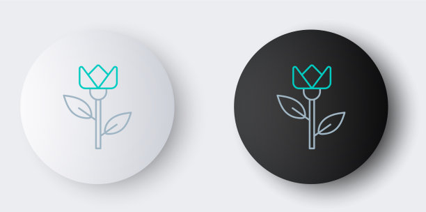 线花郁金香图标孤立在灰色背景图片下载