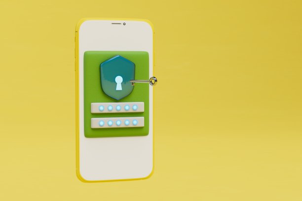 解锁手机的钥匙。智能手机上显示的是一把锁，有钥匙和密码。三维渲染图片下载