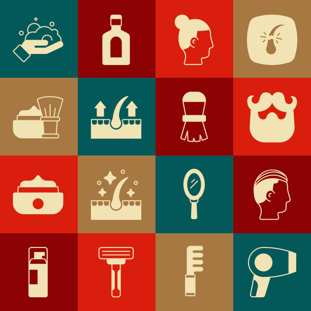 设置吹风机发型的男人胡子和图片下载