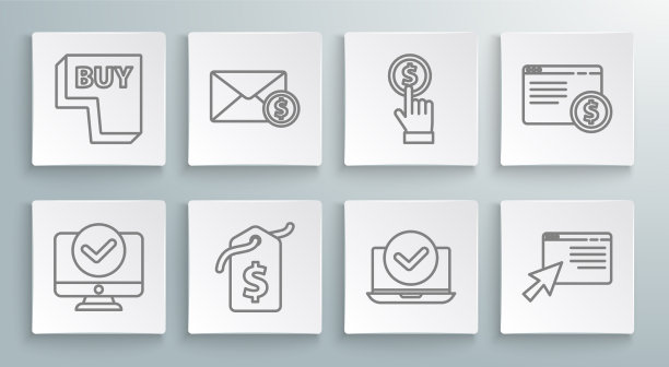 用硬币设置行计算机监视器信封图片下载