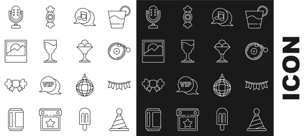 设置线派对帽子嘉年华花环与旗帜图片下载