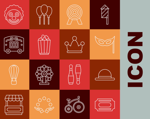 套线马戏团门票小丑帽子节日面具图片下载