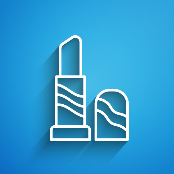 白线口红图标隔离在蓝色图片下载