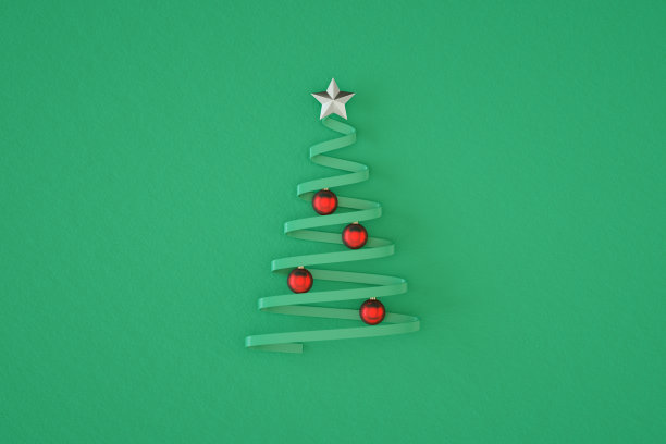 圣诞树新年概念绿色背景图片下载