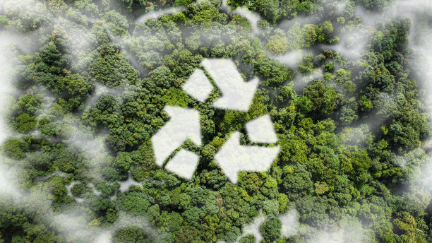 在自然环境的自然美中再造标识的概念。生态的隐喻，生态废物管理和可持续和节俭的生活方式。图片下载