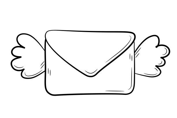 线条画简单的黑色字母图标与翅膀图片下载