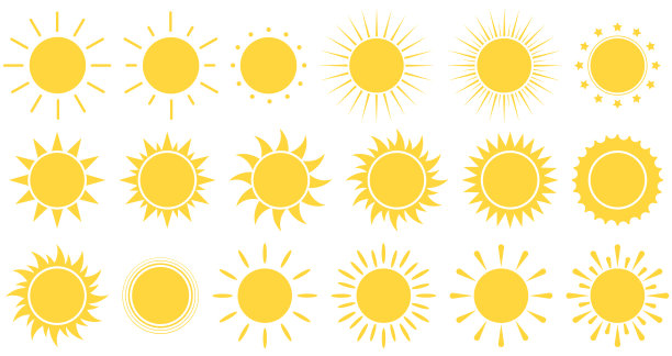 太阳图标。阳光照射。矢量插图。图片下载