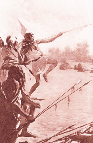 古墨西哥阿兹特克战士投掷长矛图片下载