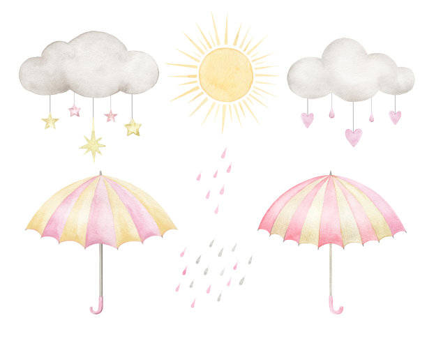 卡通云,dropps、雨伞。图片下载