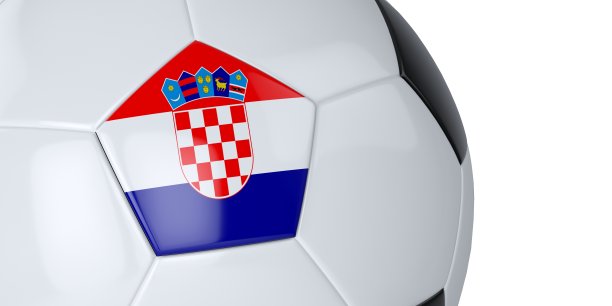 白色背景克罗地亚国旗的白色足球。孤立。关闭了。3 d演示。图片下载