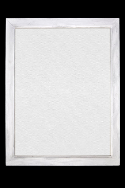 白色木制画框与白色空白画布隔离在黑色背景上图片下载