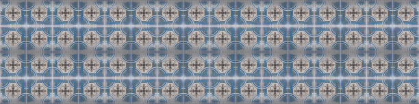 老灰蓝复古破旧的拼贴圆花叶印花图案瓷砖方形马赛克石头混凝土水泥墙纹理背景横幅全景图片下载