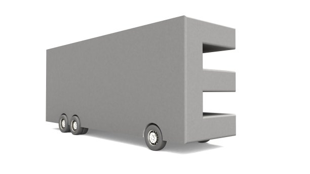 字母E形公交的3D插图图片下载