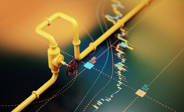 黄色图表上的天然气管道-天然气与能源危机和金融概念图片下载