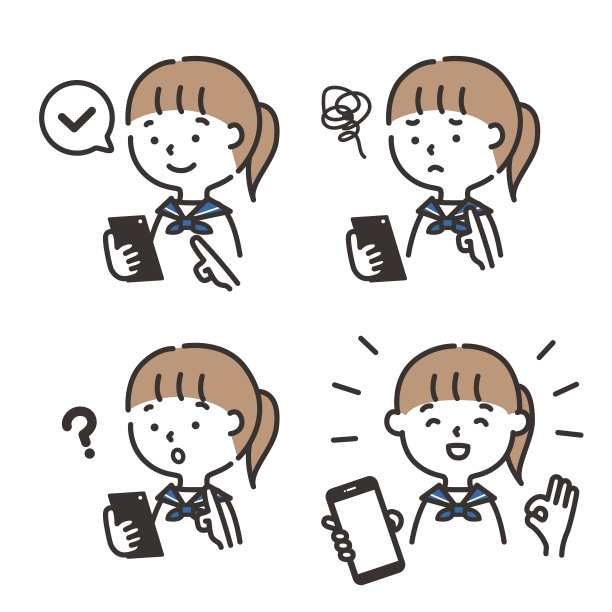 插图材料集女学生操作智能手机图片下载