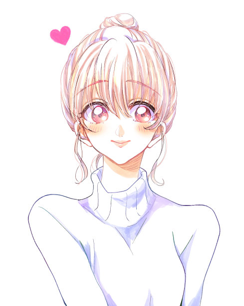 一个梳着发髻、穿着毛衣的女人图片下载