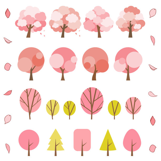 春天树木的插图集图片下载