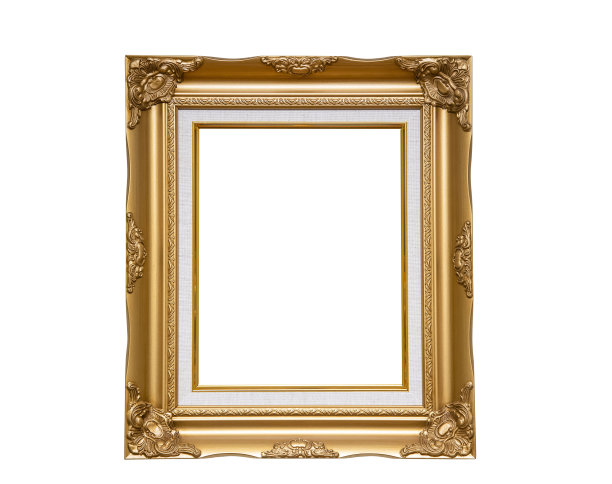 老木古董金色框架孤立在白色背景。保存与剪切路径。图片下载